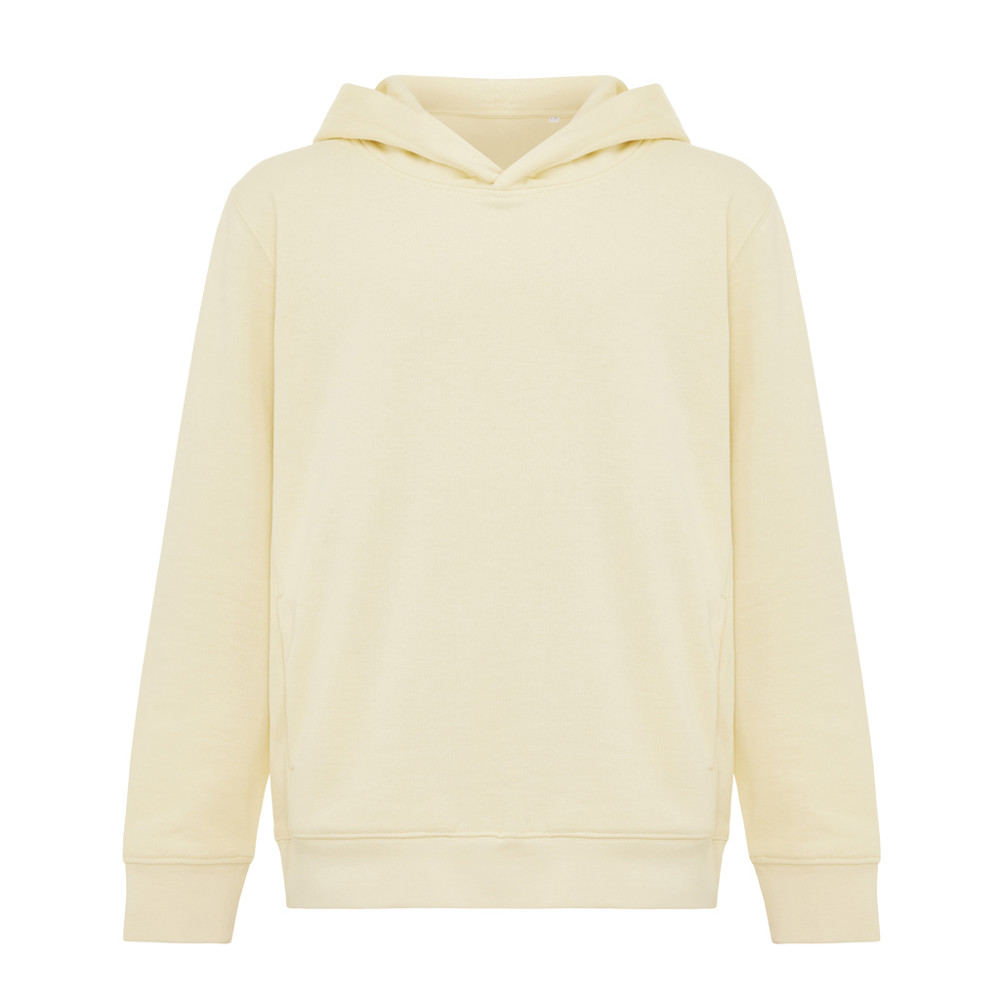 IQONIQ Yengo kids recycled katoen hoodie met steekzakken - cream yellow (± PMS 12-0717 TCX)