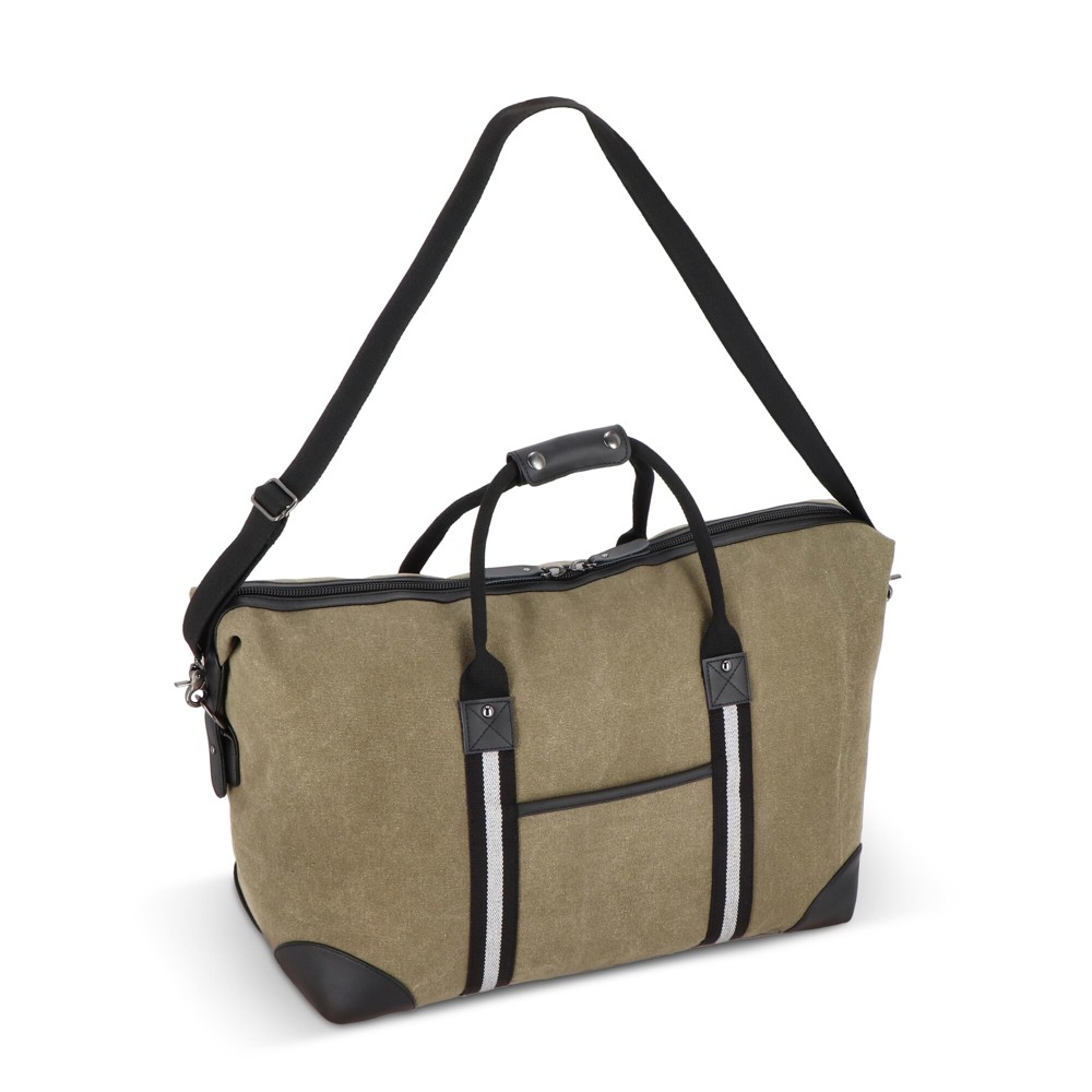 Gerecycled katoenen canvas weekendtas Harper - Olijfgroen