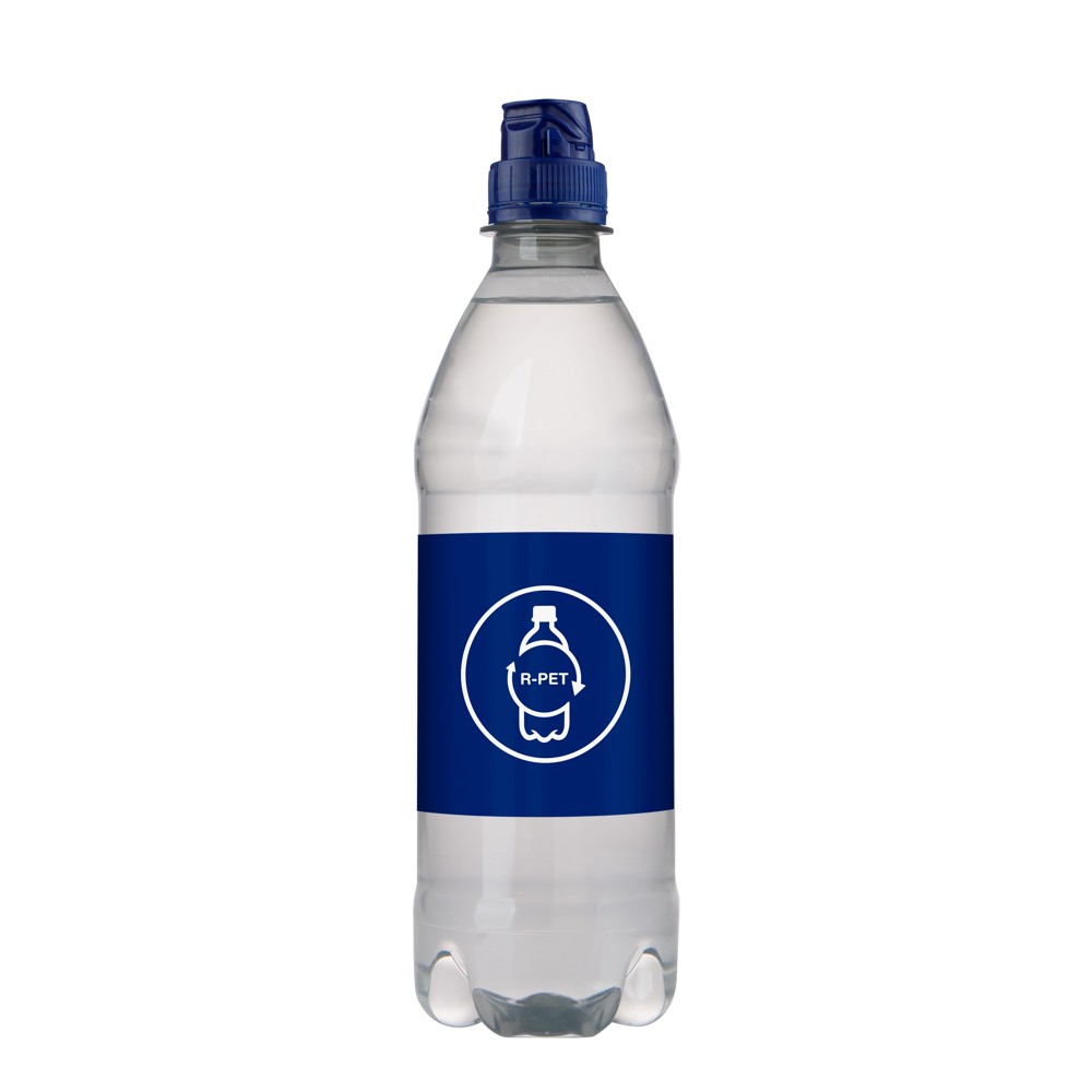 Bronwater 500 ml met sportdop - Transparant/Blauw