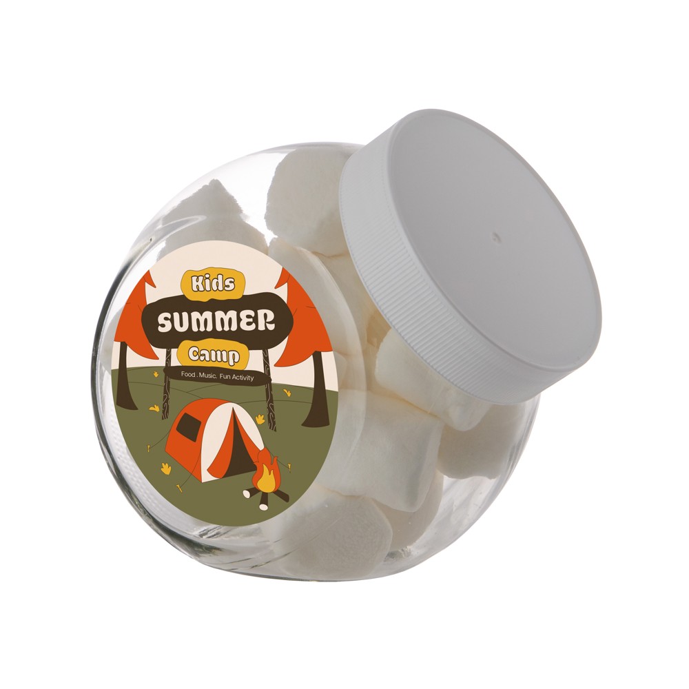 Medium glazen pot, gevuld met snoep