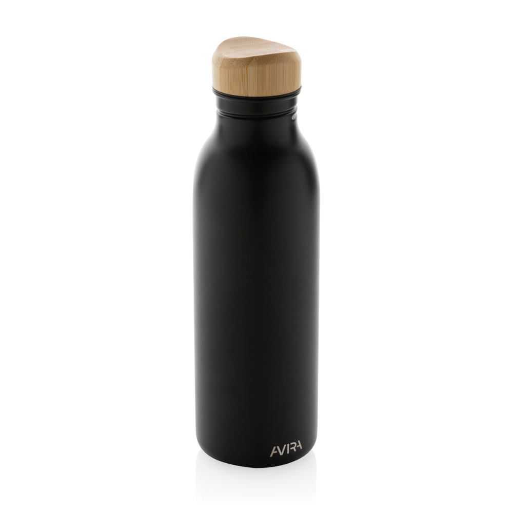 Avira Alcor RCS gerecycled RVS enkelwandige waterfles 600ML - zwart (± PMS Black)