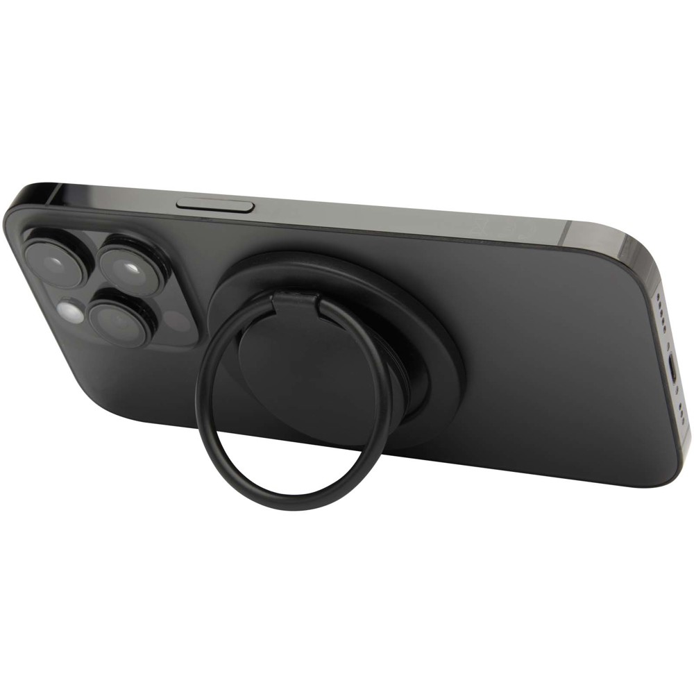 Albali magnetische telefoonhouder met ringstandaard van gerecycled plastic - Zwart
