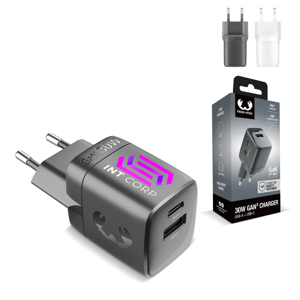 Fresh 'n Rebel 30W Snellader GaN USB-C &amp; USB-A