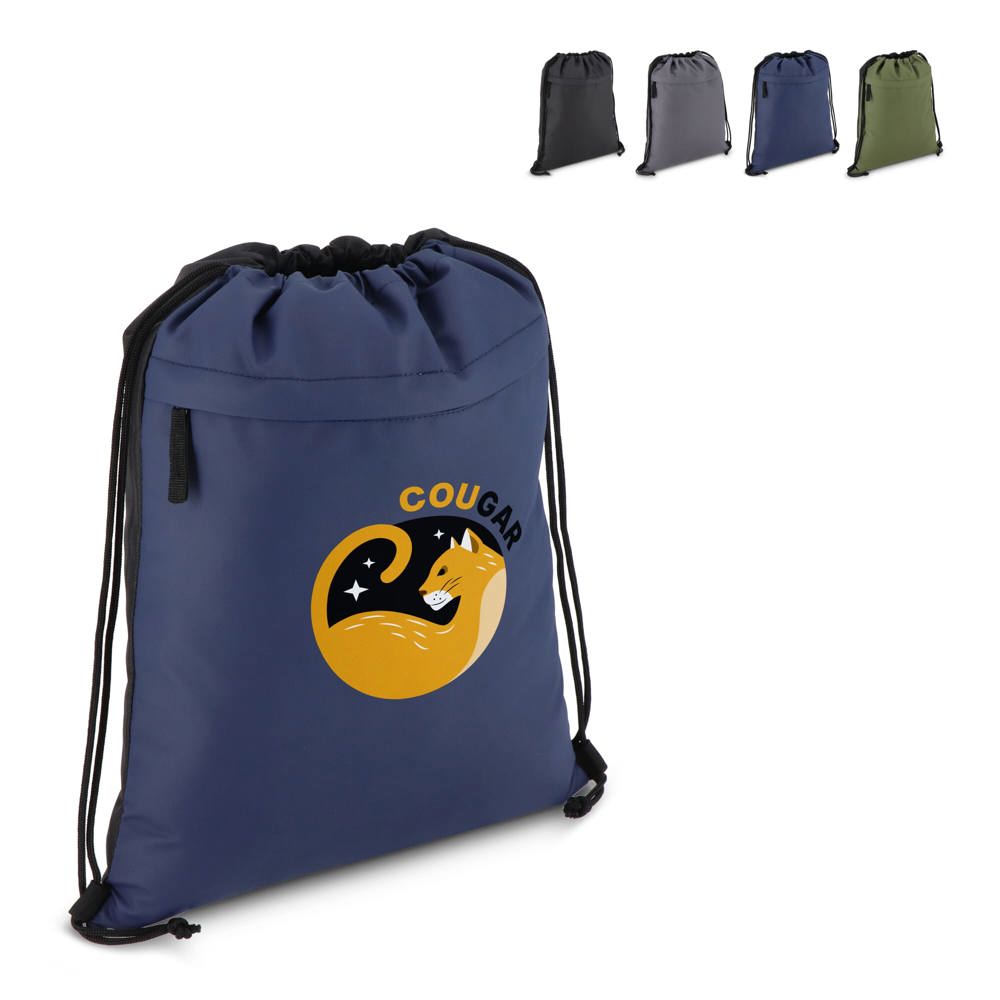 PU gecoorde 600D gerecycled PET trekkoordtas 33 x 42 cm