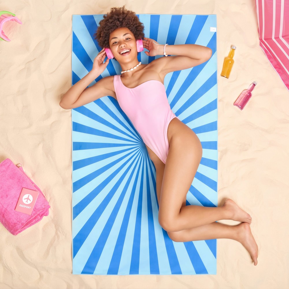 R-PET sneldrogende strandlaken 100x180cm met opbergzak (200g/m²) sublimatie