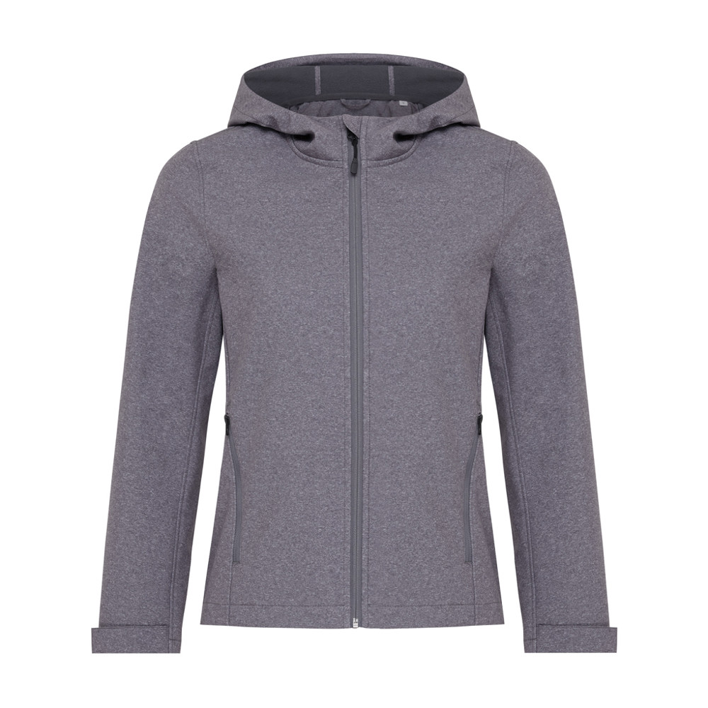 IQONIQ Makalu dames recycled polyester softshell jas - vulcano heather grey (± PMS 17-3911 TCX)