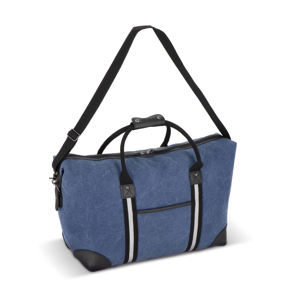Gerecycled katoenen canvas weekendtas Harper - Donkerblauw