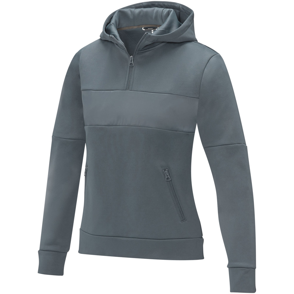 Sayan anorak dames sweater met halve rits en capuchon - Staalgrijs