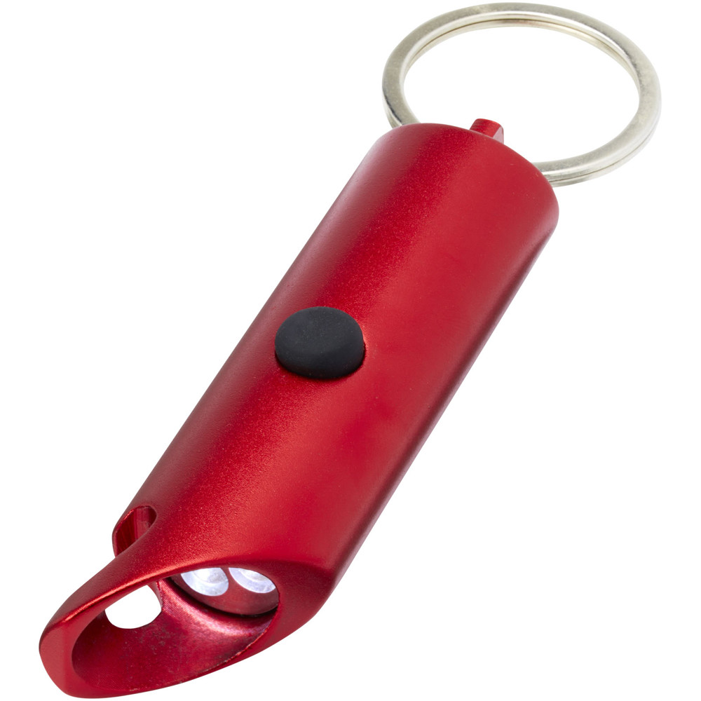 Flare led-lamp en flesopener van gerecycled aluminium met sleutelhanger - Rood