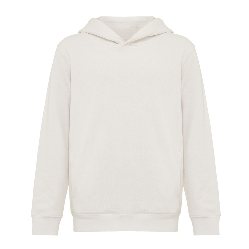 IQONIQ Yengo kids recycled katoen hoodie met steekzakken - ivory white (± PMS 12-2103 TCX)